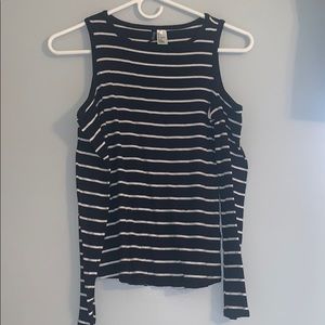 Cold Shoulder Striped Tee